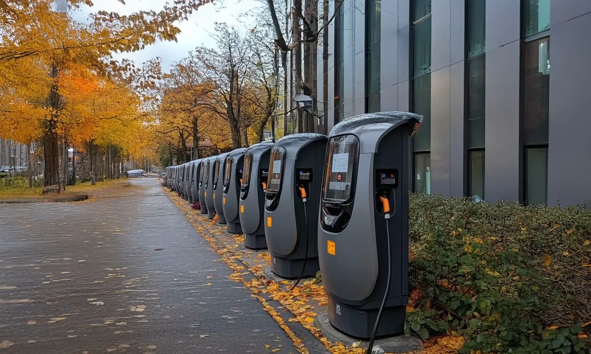 EV charging station in a city