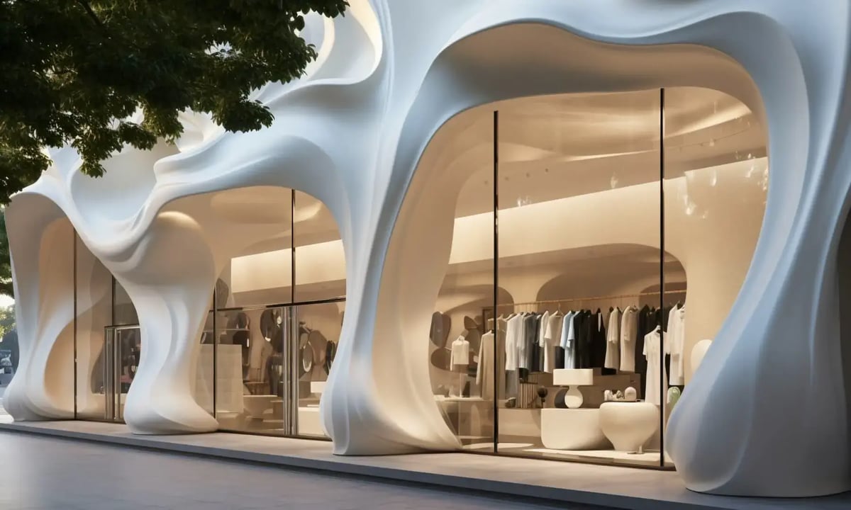 Clothing shop with a modern facade and glass windows