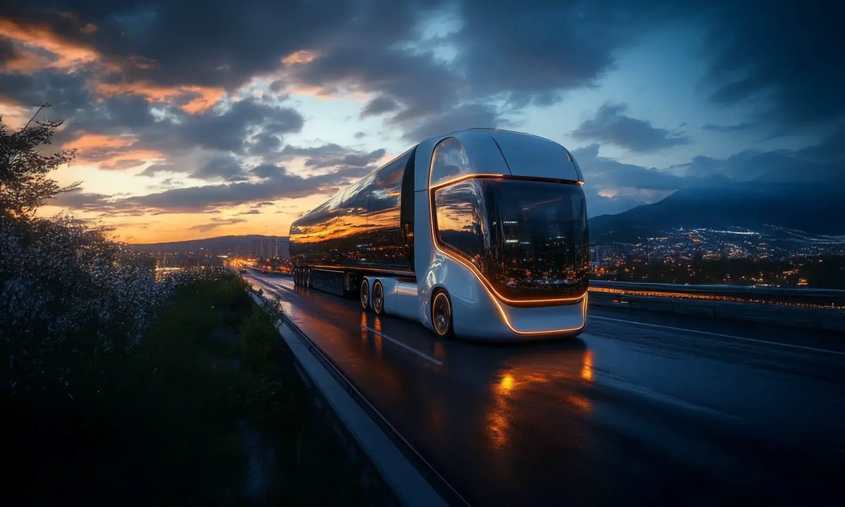 Modern truck on a highway 